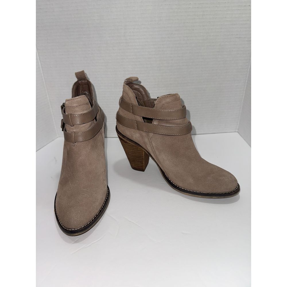Nine West Women Western Ankle Boots Suede 7 Block Heel Boho Work Festival Office